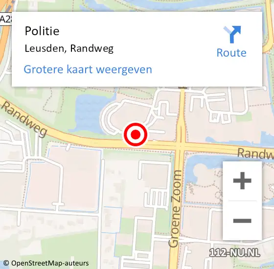 Locatie op kaart van de 112 melding: Politie Leusden, Randweg op 15 januari 2023 10:24