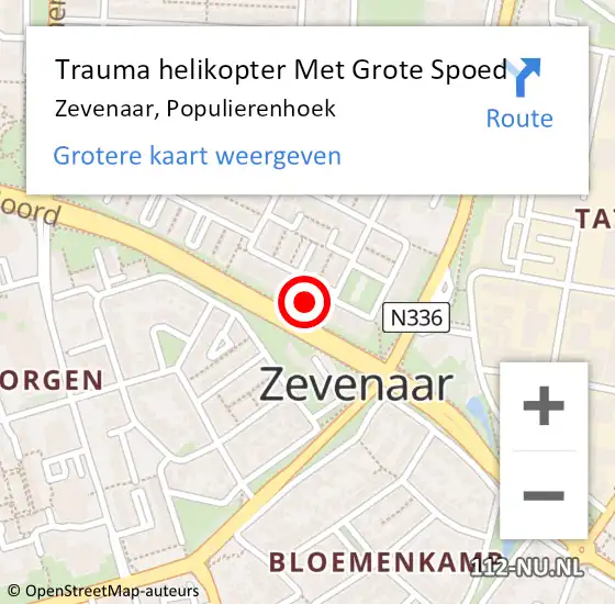 Locatie op kaart van de 112 melding: Trauma helikopter Met Grote Spoed Naar Zevenaar, Populierenhoek op 15 januari 2023 10:25