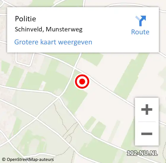 Locatie op kaart van de 112 melding: Politie Schinveld, Munsterweg op 15 januari 2023 11:07