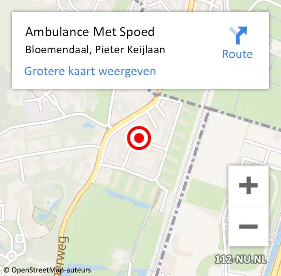 Locatie op kaart van de 112 melding: Ambulance Met Spoed Naar Bloemendaal, Pieter Keijlaan op 15 januari 2023 11:11