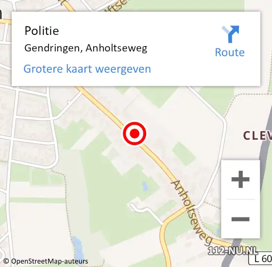 Locatie op kaart van de 112 melding: Politie Gendringen, Anholtseweg op 15 januari 2023 11:15