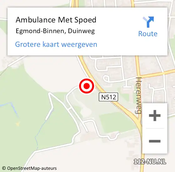 Locatie op kaart van de 112 melding: Ambulance Met Spoed Naar Egmond-Binnen, Duinweg op 15 januari 2023 11:28