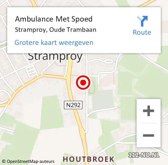 Locatie op kaart van de 112 melding: Ambulance Met Spoed Naar Stramproy, Oude Trambaan op 15 januari 2023 13:11