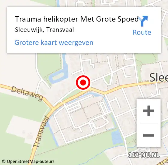 Locatie op kaart van de 112 melding: Trauma helikopter Met Grote Spoed Naar Sleeuwijk, Transvaal op 15 januari 2023 13:15