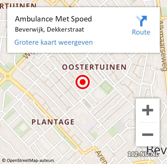 Locatie op kaart van de 112 melding: Ambulance Met Spoed Naar Beverwijk, Dekkerstraat op 15 januari 2023 13:27