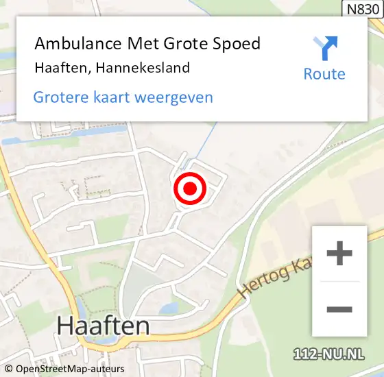 Locatie op kaart van de 112 melding: Ambulance Met Grote Spoed Naar Haaften, Hannekesland op 15 januari 2023 13:43