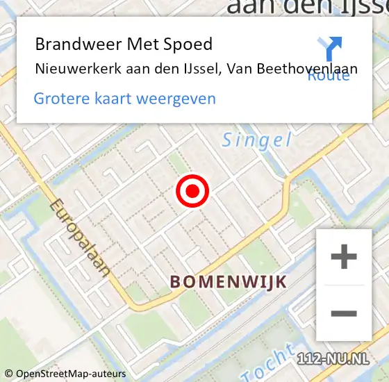 Locatie op kaart van de 112 melding: Brandweer Met Spoed Naar Nieuwerkerk aan den IJssel, Van Beethovenlaan op 15 januari 2023 14:03