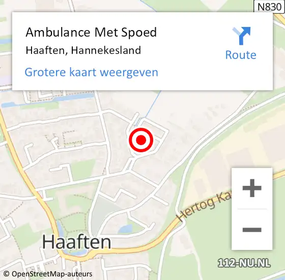 Locatie op kaart van de 112 melding: Ambulance Met Spoed Naar Haaften, Hannekesland op 15 januari 2023 14:13