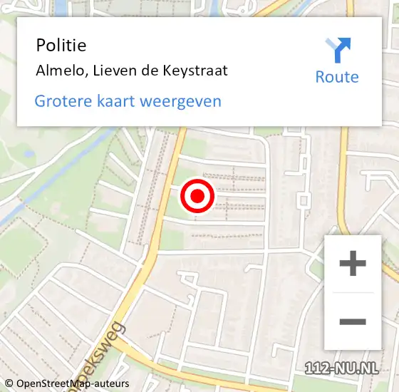 Locatie op kaart van de 112 melding: Politie Almelo, Lieven de Keystraat op 15 januari 2023 15:07