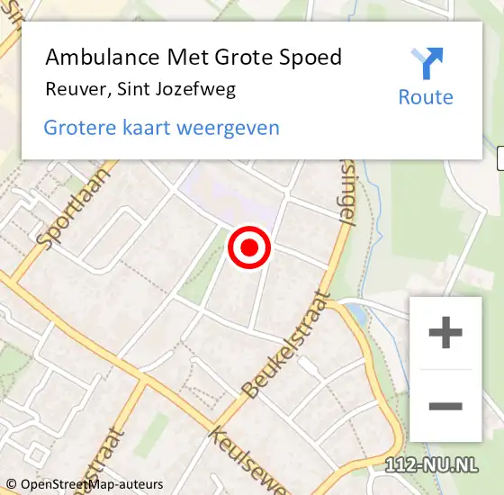 Locatie op kaart van de 112 melding: Ambulance Met Grote Spoed Naar Reuver, Sint Jozefweg op 15 januari 2023 15:21