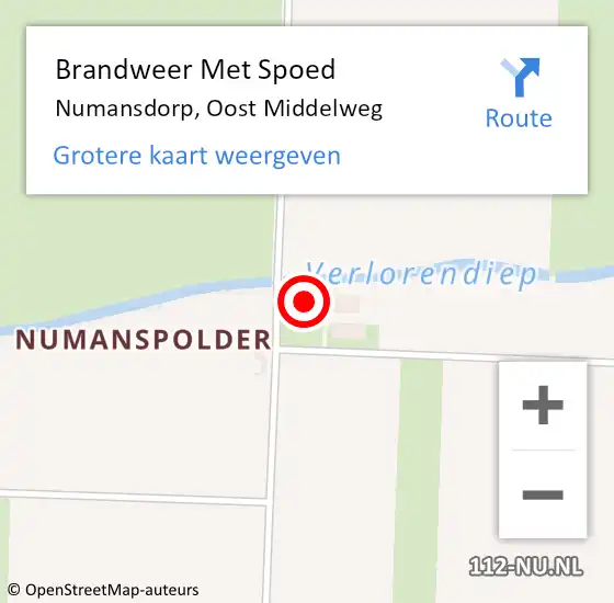 Locatie op kaart van de 112 melding: Brandweer Met Spoed Naar Numansdorp, Oost Middelweg op 15 januari 2023 15:30