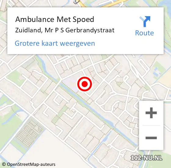 Locatie op kaart van de 112 melding: Ambulance Met Spoed Naar Zuidland, Mr P S Gerbrandystraat op 15 januari 2023 16:04