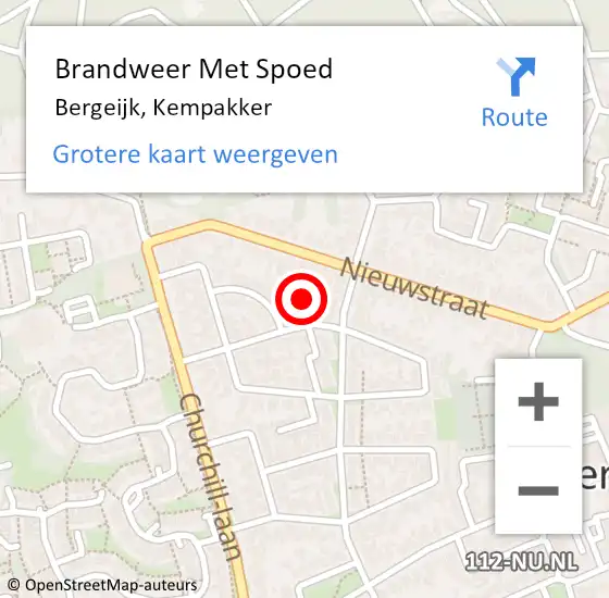 Locatie op kaart van de 112 melding: Brandweer Met Spoed Naar Bergeijk, Kempakker op 15 januari 2023 16:32