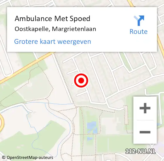 Locatie op kaart van de 112 melding: Ambulance Met Spoed Naar Oostkapelle, Margrietenlaan op 12 augustus 2014 10:10