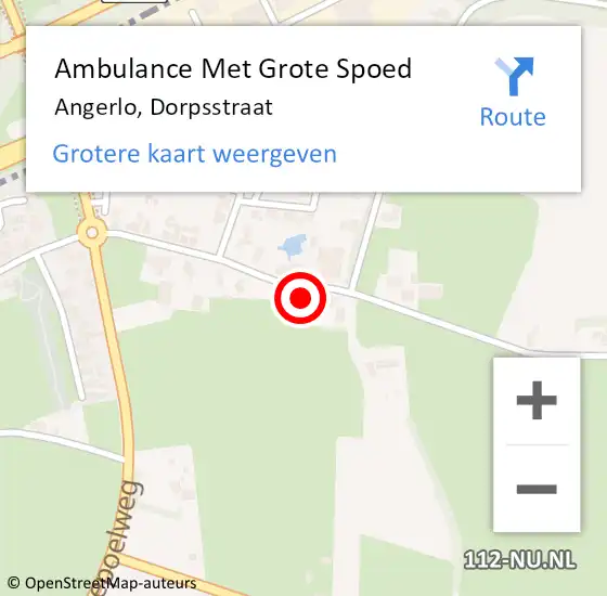 Locatie op kaart van de 112 melding: Ambulance Met Grote Spoed Naar Angerlo, Dorpsstraat op 12 augustus 2014 10:11