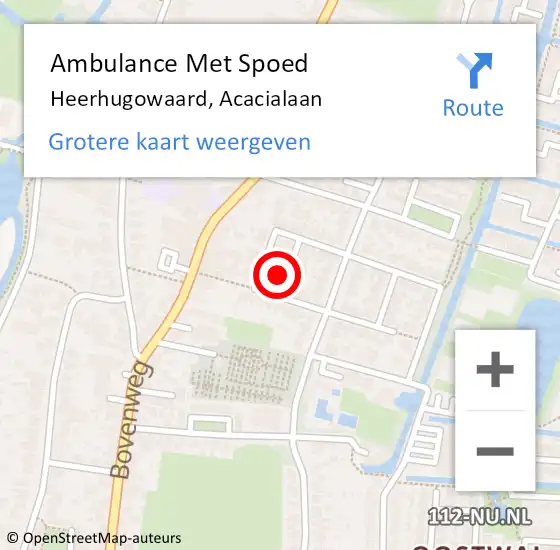 Locatie op kaart van de 112 melding: Ambulance Met Spoed Naar Heerhugowaard, Acacialaan op 15 januari 2023 17:32