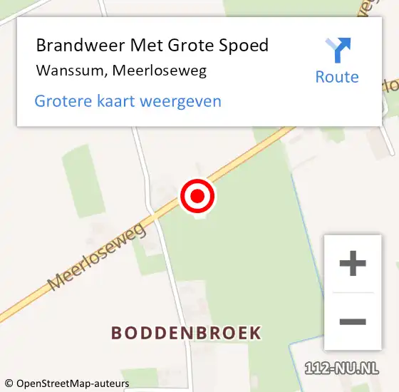 Locatie op kaart van de 112 melding: Brandweer Met Grote Spoed Naar Wanssum, Meerloseweg op 15 januari 2023 17:58