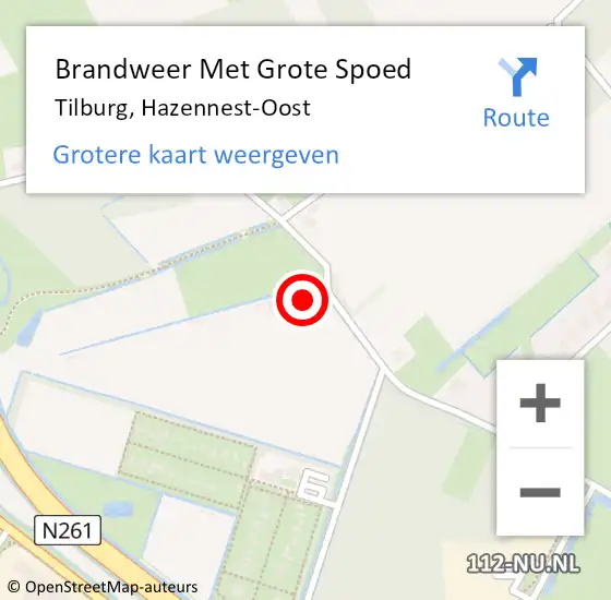 Locatie op kaart van de 112 melding: Brandweer Met Grote Spoed Naar Tilburg, Hazennest-Oost op 15 januari 2023 18:00