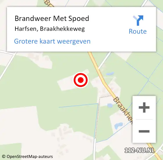 Locatie op kaart van de 112 melding: Brandweer Met Spoed Naar Harfsen, Braakhekkeweg op 15 januari 2023 18:08