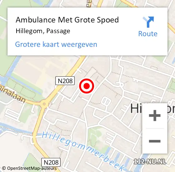 Locatie op kaart van de 112 melding: Ambulance Met Grote Spoed Naar Hillegom, Passage op 15 januari 2023 18:09