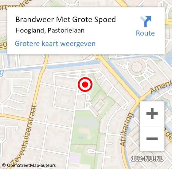 Locatie op kaart van de 112 melding: Brandweer Met Grote Spoed Naar Hoogland, Pastorielaan op 15 januari 2023 18:11