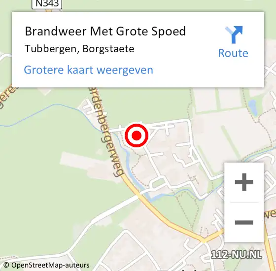 Locatie op kaart van de 112 melding: Brandweer Met Grote Spoed Naar Tubbergen, Borgstaete op 12 augustus 2014 10:18