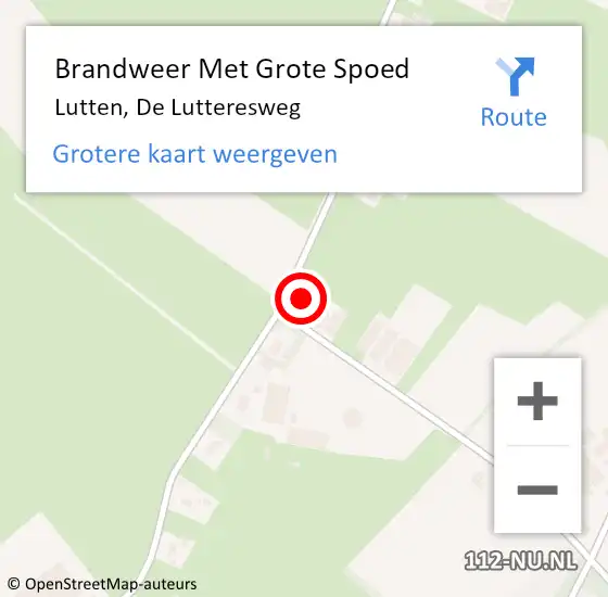 Locatie op kaart van de 112 melding: Brandweer Met Grote Spoed Naar Lutten, De Lutteresweg op 15 januari 2023 18:19