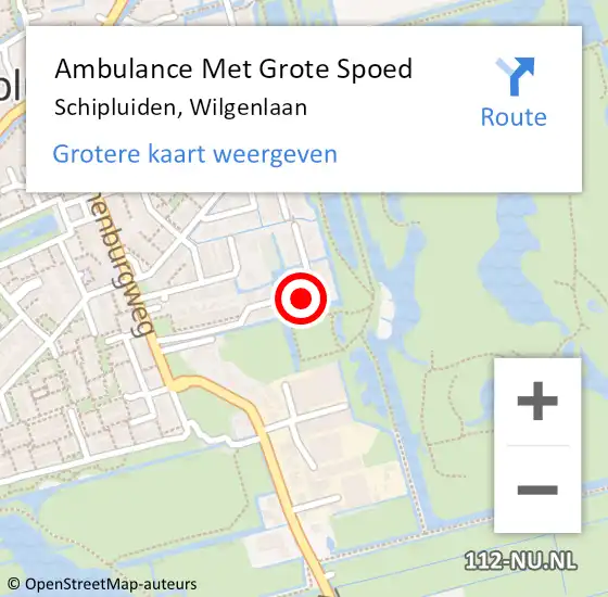 Locatie op kaart van de 112 melding: Ambulance Met Grote Spoed Naar Schipluiden, Wilgenlaan op 15 januari 2023 18:34