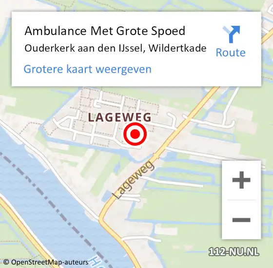 Locatie op kaart van de 112 melding: Ambulance Met Grote Spoed Naar Ouderkerk aan den IJssel, Wildertkade op 15 januari 2023 18:50