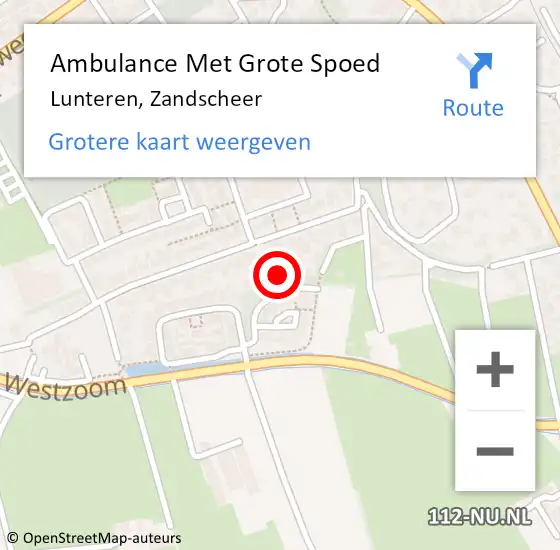 Locatie op kaart van de 112 melding: Ambulance Met Grote Spoed Naar Lunteren, Zandscheer op 15 januari 2023 19:43