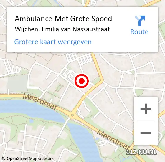 Locatie op kaart van de 112 melding: Ambulance Met Grote Spoed Naar Wijchen, Emilia van Nassaustraat op 15 januari 2023 19:48