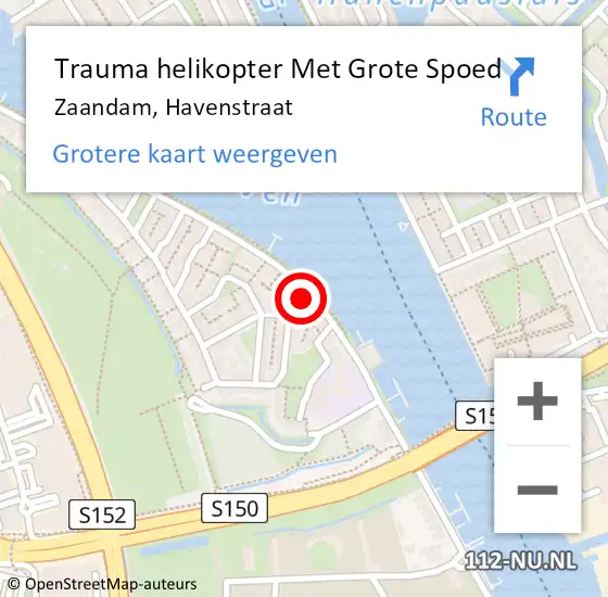 Locatie op kaart van de 112 melding: Trauma helikopter Met Grote Spoed Naar Zaandam, Havenstraat op 15 januari 2023 19:50