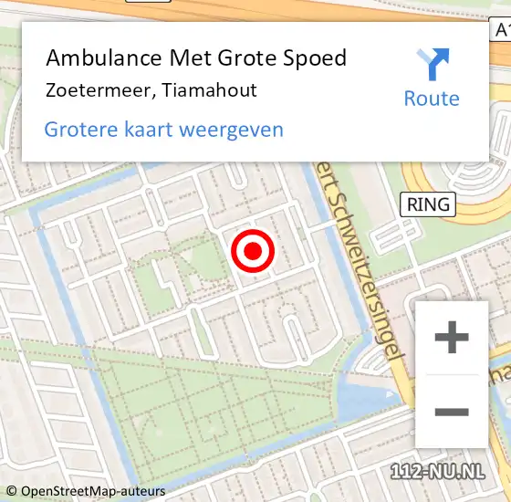 Locatie op kaart van de 112 melding: Ambulance Met Grote Spoed Naar Zoetermeer, Tiamahout op 15 januari 2023 19:56