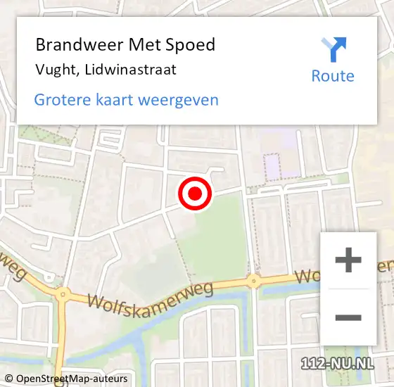 Locatie op kaart van de 112 melding: Brandweer Met Spoed Naar Vught, Lidwinastraat op 15 januari 2023 20:00