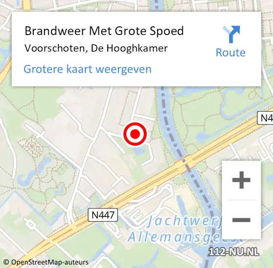 Locatie op kaart van de 112 melding: Brandweer Met Grote Spoed Naar Voorschoten, De Hooghkamer op 15 januari 2023 20:03