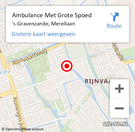 Locatie op kaart van de 112 melding: Ambulance Met Grote Spoed Naar 's-Gravenzande, Merellaan op 15 januari 2023 20:15