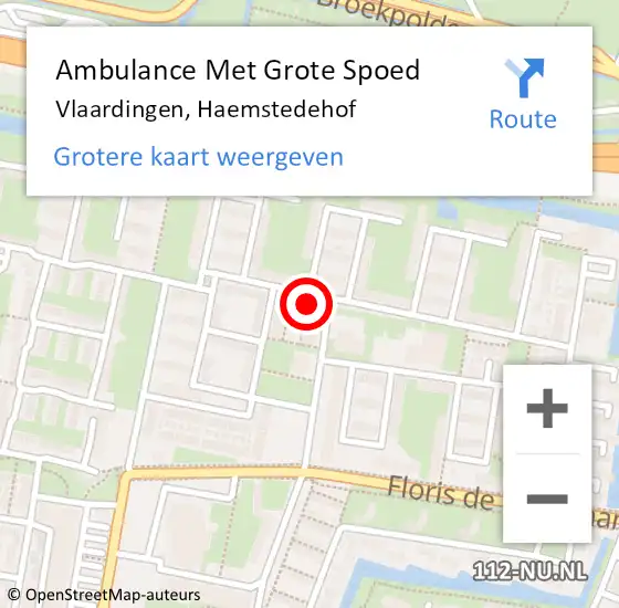 Locatie op kaart van de 112 melding: Ambulance Met Grote Spoed Naar Vlaardingen, Haemstedehof op 15 januari 2023 20:35