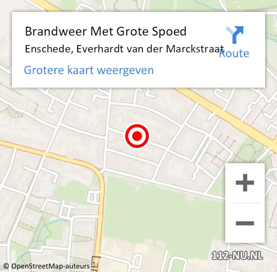 Locatie op kaart van de 112 melding: Brandweer Met Grote Spoed Naar Enschede, Everhardt van der Marckstraat op 15 januari 2023 20:38