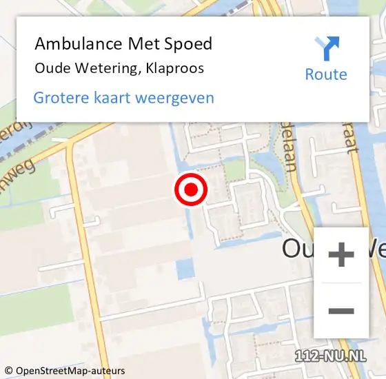 Locatie op kaart van de 112 melding: Ambulance Met Spoed Naar Oude Wetering, Klaproos op 15 januari 2023 20:42