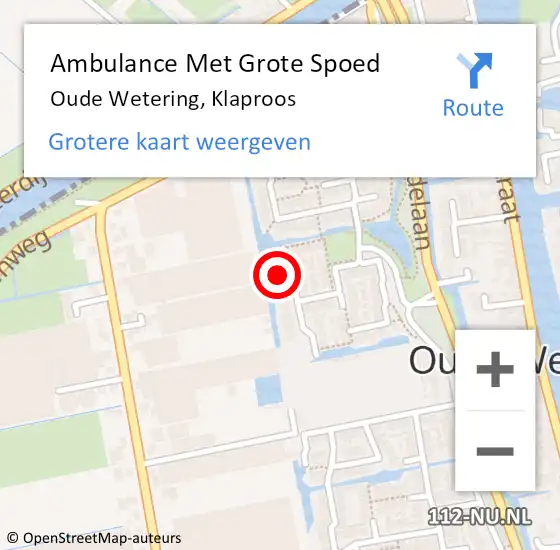 Locatie op kaart van de 112 melding: Ambulance Met Grote Spoed Naar Oude Wetering, Klaproos op 15 januari 2023 20:59