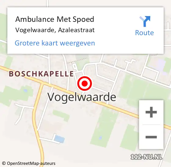 Locatie op kaart van de 112 melding: Ambulance Met Spoed Naar Vogelwaarde, Azaleastraat op 12 augustus 2014 10:32