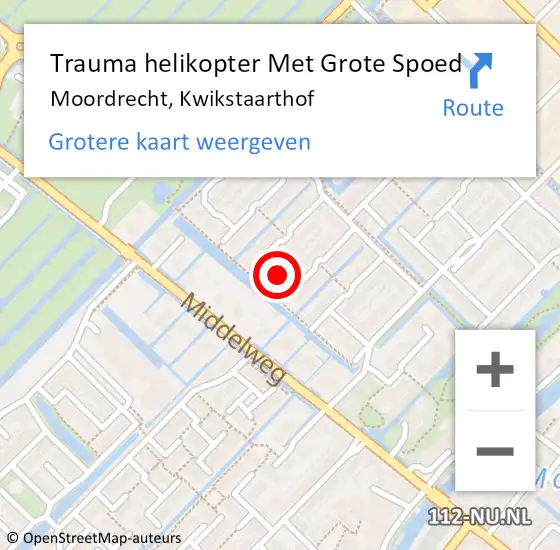 Locatie op kaart van de 112 melding: Trauma helikopter Met Grote Spoed Naar Moordrecht, Kwikstaarthof op 15 januari 2023 21:11