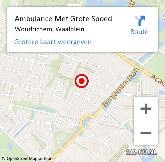 Locatie op kaart van de 112 melding: Ambulance Met Grote Spoed Naar Woudrichem, Waalplein op 15 januari 2023 21:15