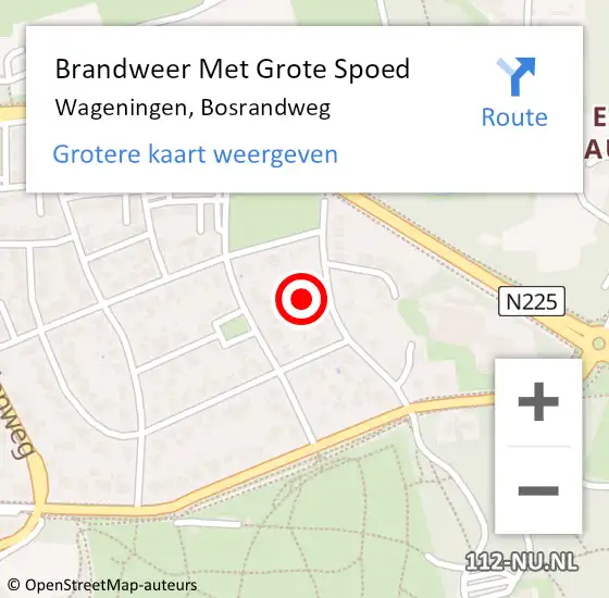 Locatie op kaart van de 112 melding: Brandweer Met Grote Spoed Naar Wageningen, Bosrandweg op 15 januari 2023 21:17