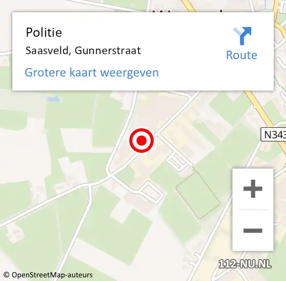 Locatie op kaart van de 112 melding: Politie Saasveld, Gunnerstraat op 15 januari 2023 22:15