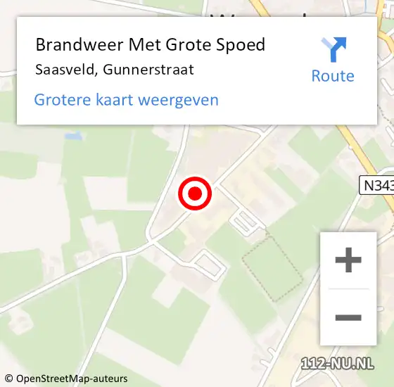 Locatie op kaart van de 112 melding: Brandweer Met Grote Spoed Naar Saasveld, Gunnerstraat op 15 januari 2023 22:16