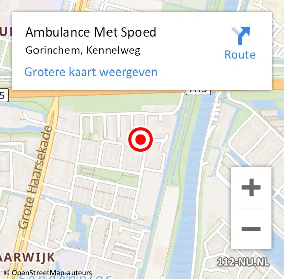 Locatie op kaart van de 112 melding: Ambulance Met Spoed Naar Gorinchem, Kennelweg op 15 januari 2023 23:32