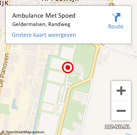 Locatie op kaart van de 112 melding: Ambulance Met Spoed Naar Geldermalsen, Randweg op 16 januari 2023 00:04