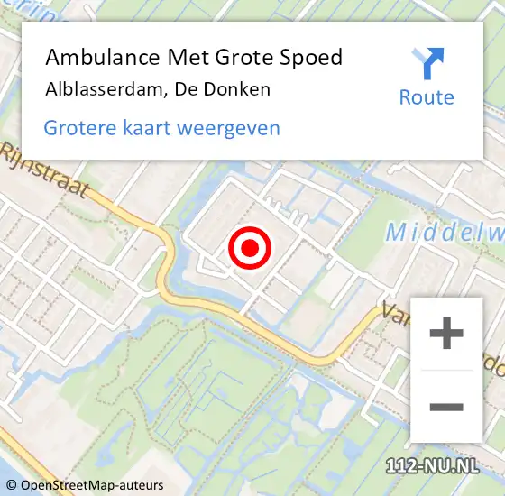 Locatie op kaart van de 112 melding: Ambulance Met Grote Spoed Naar Alblasserdam, De Donken op 16 januari 2023 00:21