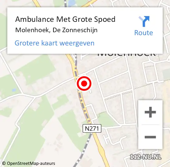 Locatie op kaart van de 112 melding: Ambulance Met Grote Spoed Naar Molenhoek, De Zonneschijn op 16 januari 2023 01:16